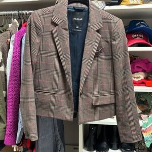 Madewell Plaid Blazer - Brown and Pink